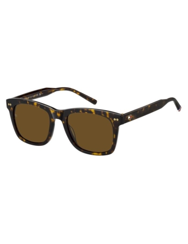 okulary męskie brązowe Tommy Hilfiger - bok