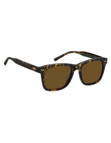 okulary męskie brązowe Tommy Hilfiger - bok