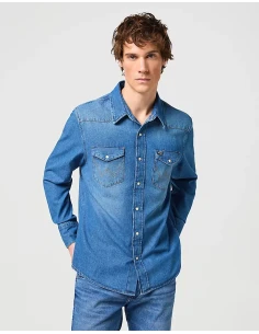 koszula męska niebieska WRANGLER przód