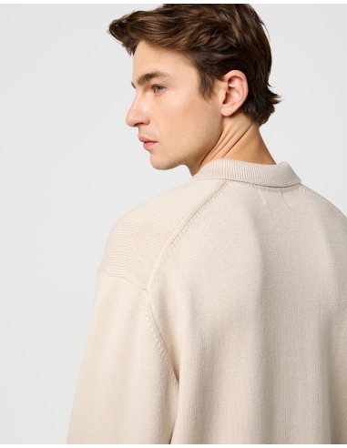 sweter męski beżowy POLO SWEATER Wrangler tył góra