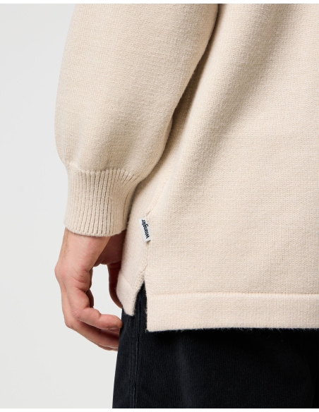sweter męski beżowy POLO SWEATER Wrangler detale ściągacza i rękawów