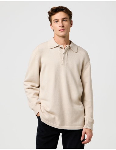 sweter męski beżowy POLO SWEATER Wrangler przód