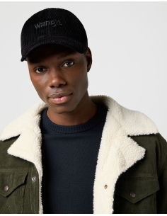 czapka męska czarna CORDUROY CAP Wrangler OS przód