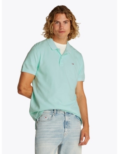 Polo męskie niebieskie Tommy Hilfiger - na modelu, tył