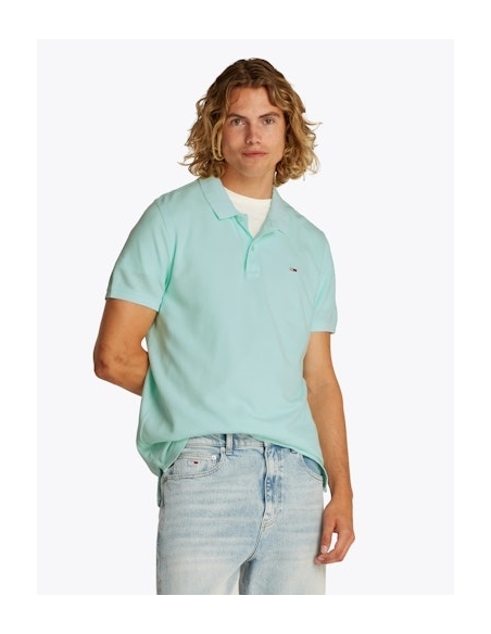 Polo męskie niebieskie Tommy Hilfiger - na modelu, tył