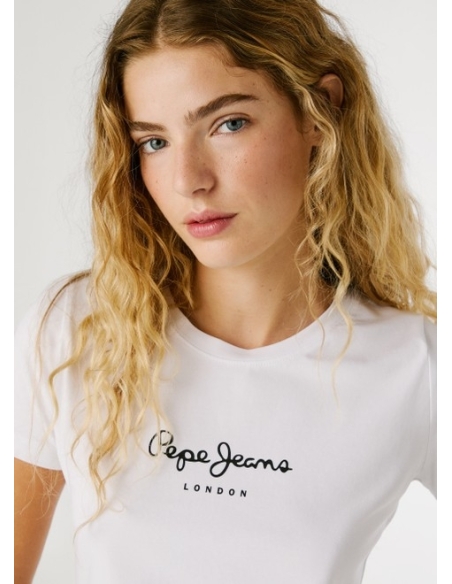 T-shirt damski biały Pepe Jeans - detale przód